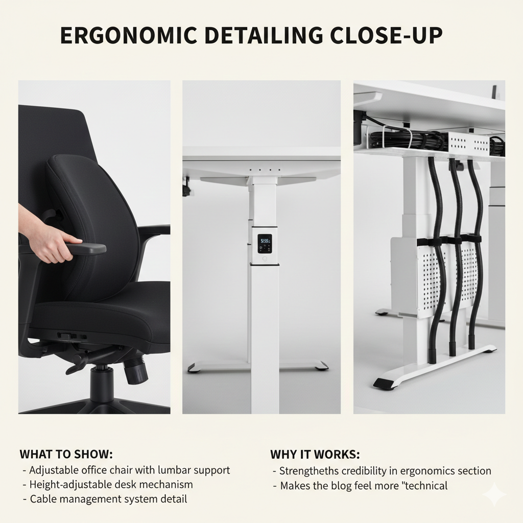 Ergonomic office furniture features for corporate workspace