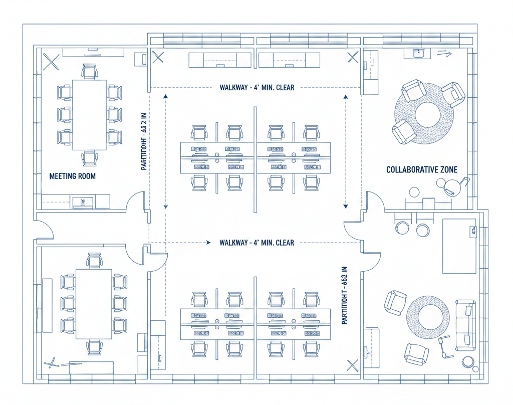 Office workstations vs modular desks comparison for interior designers